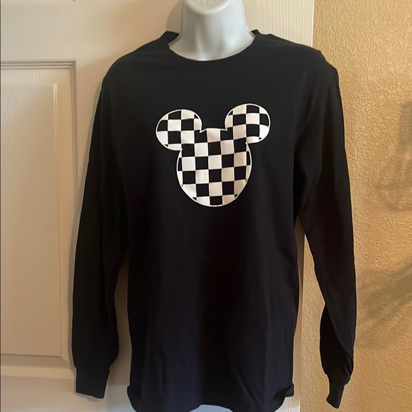 NWOT Black Long sweater with Checkered Mouse Design - Picture 1 of 5
